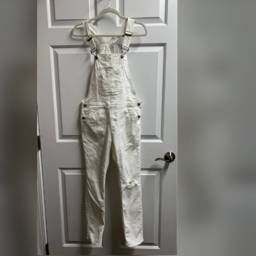 Gap Women’s Denim White Overalls jumpsuit jeans Size XS 566